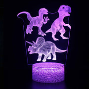 Lampe 3D Dinosaure Vélociraptor Tricératops & T-Rex