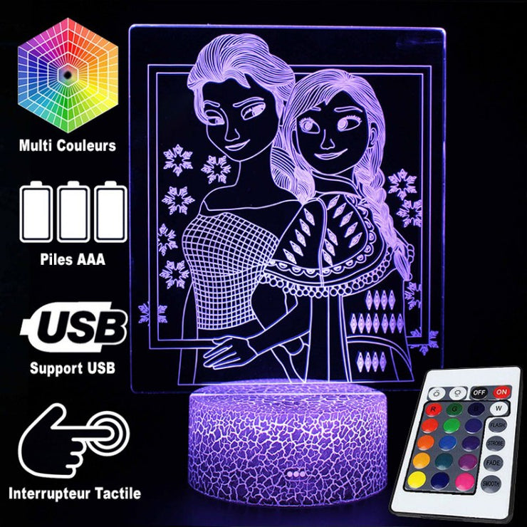 Lampe 3D Anna & Elsa La Reine Des Neiges