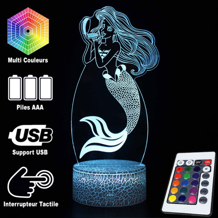 Lampe 3D Ariel La Petite Sirène