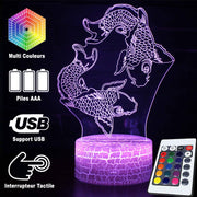 Lampe 3D Poissons Carpes Koi