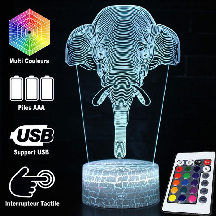 Lampe 3D Tête D'Éléphant