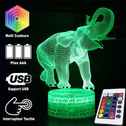 Lampe 3D Éléphant Levant Sa Trompe