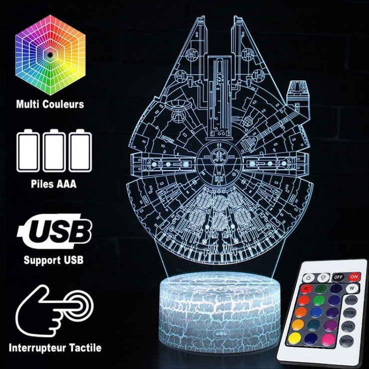 Lampe 3D Star Wars Faucon Millenium