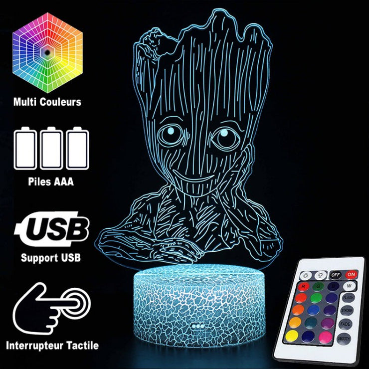 Lampe 3D Les Gardiens De La Galaxie Groot