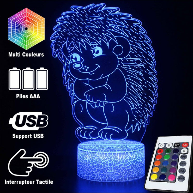 Lampe 3D Hérisson Mignon