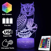 Lampe 3D Oiseau Hibou Stylisé