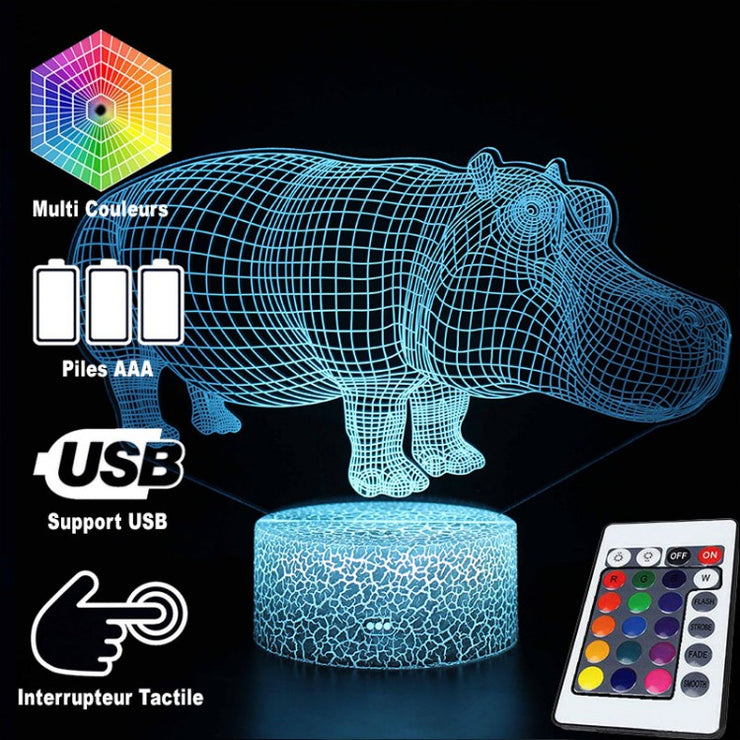 Lampe 3D Hippopotame Adulte