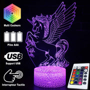 Lampe 3D Licorne Ailée