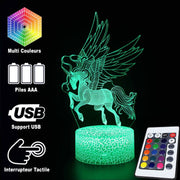 Lampe 3D Licorne Magique Ailée