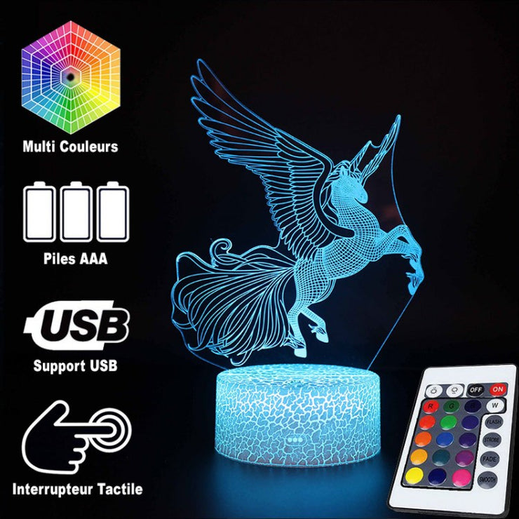 Lampe 3D Licorne Élégante