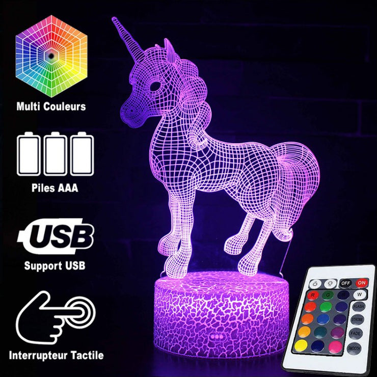 Lampe 3D Licorne Poney