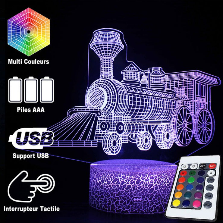 Lampe 3D Locomotive À Vapeur