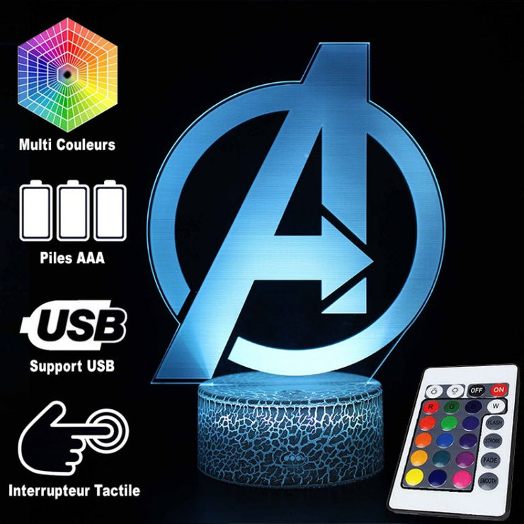 Lampe 3D Logo Avengers