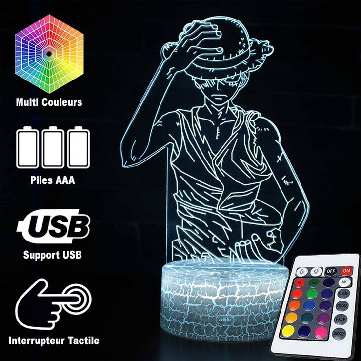 Lampe 3D One Piece Luffy En Colère