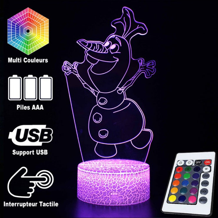 Lampe 3D Olaf La Reine Des Neiges