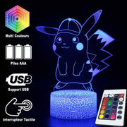 Lampe 3D Pokémon Pikachu Avec Une Casquette