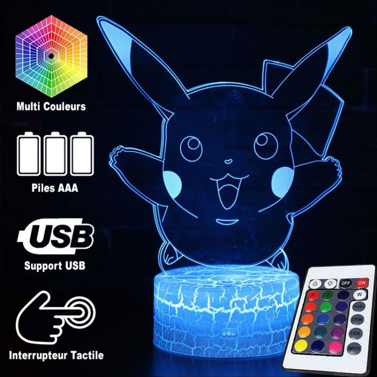 Lampe 3D Pokémon Pikachu Heureux