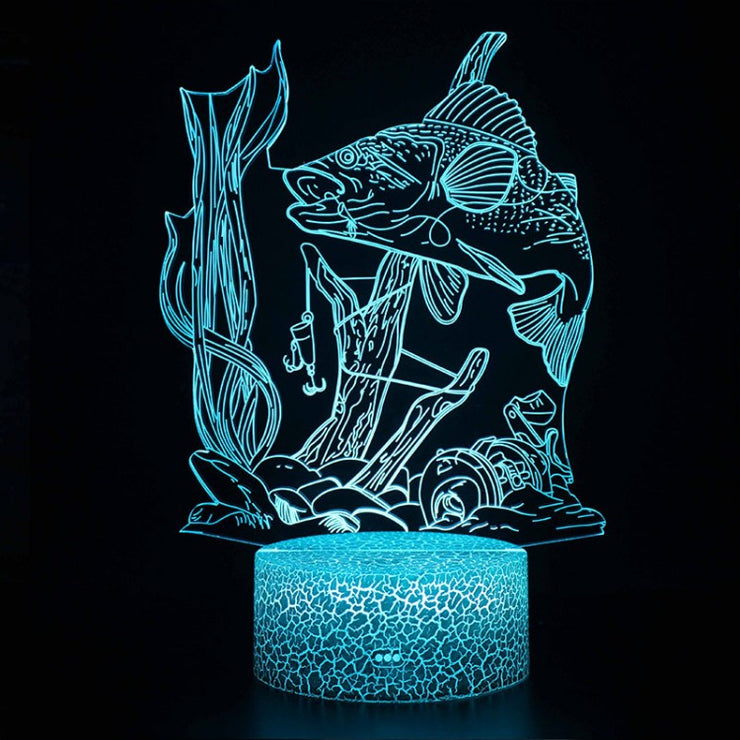 Lampe 3D Poisson Moulinet & Hameçons