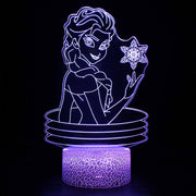 Lampe 3D La Reine Des Neiges Elsa Avec Flocon