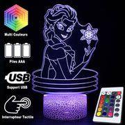 Lampe 3D La Reine Des Neiges Elsa Avec Flocon