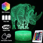 Lampe 3D Rhinocéros Majestueux