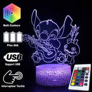 Lampe 3D Stitch Jouant De La Guitare