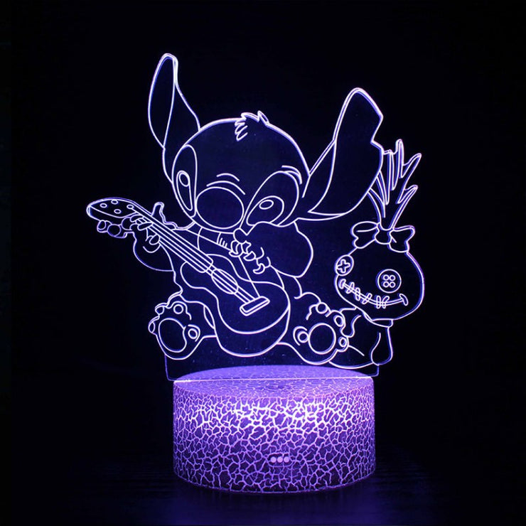 Lampe 3D Stitch Jouant De La Guitare