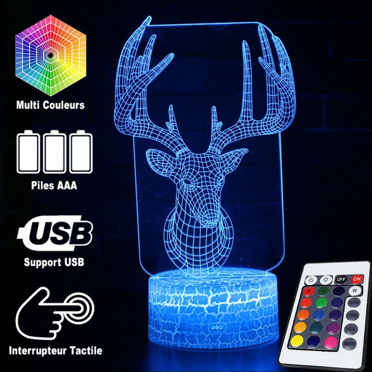 Lampe 3D Tête De Cerf