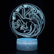 Lampe 3D Game Of Thrones Symbole Targaryen