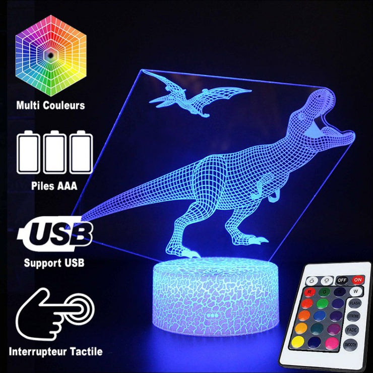 Lampe 3D Dinosaure Tyrannosaure Avec Un Ptérodactyle