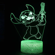 Lampe 3D Stitch Et Son Ukulélé