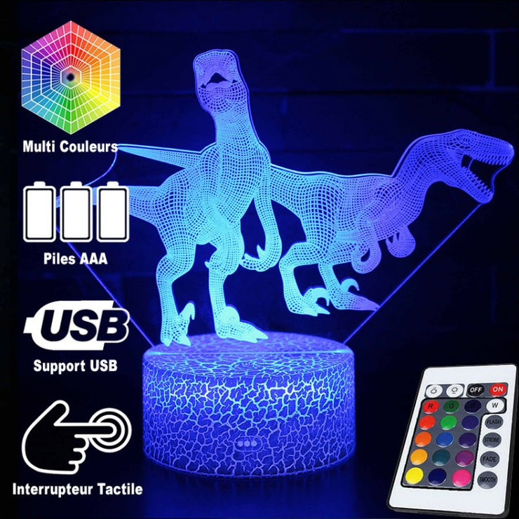 Lampe 3D Dinosaure Vélociraptors